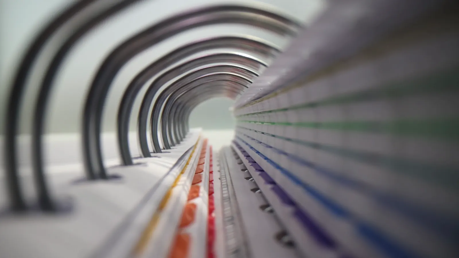A macro study of bound pages, edges catching the light.